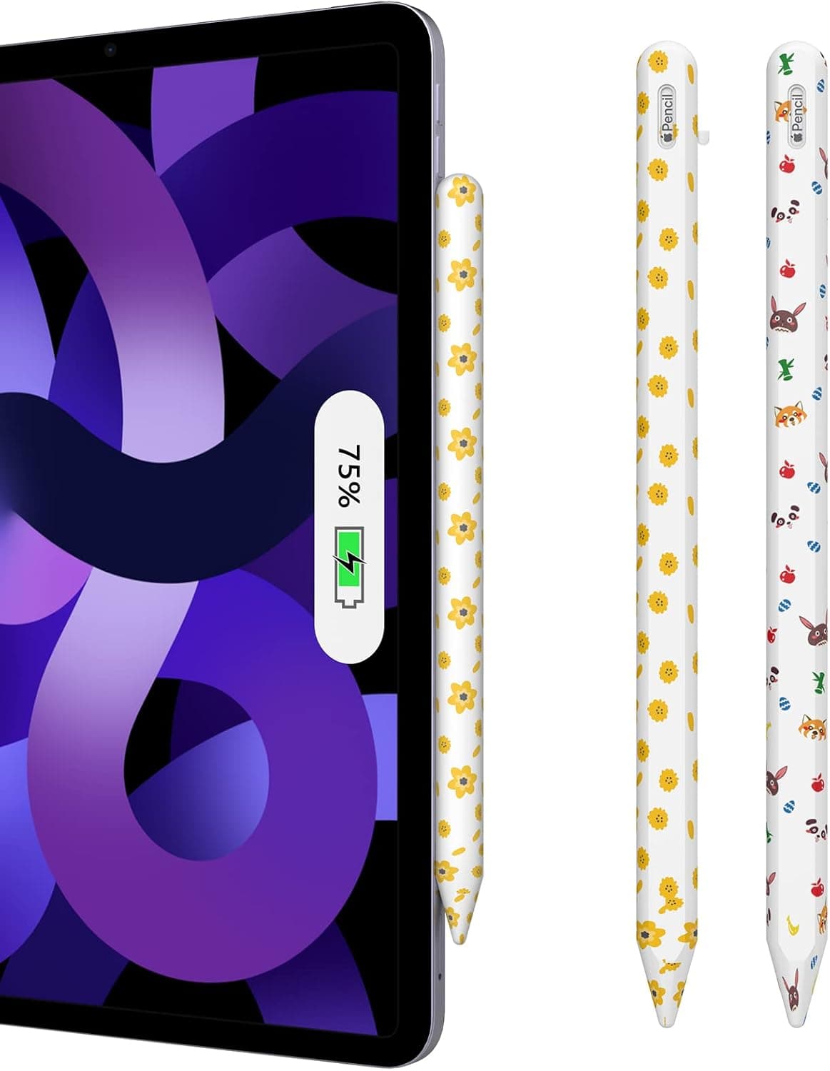 MoKo 2PACK Silicone Pencil Case Compatible with Apple Pencil 2nd Generation, Ultra Thin Protective Cover Anti-Slip Sleeve Case with Nib Cover, Sunflower+Panda