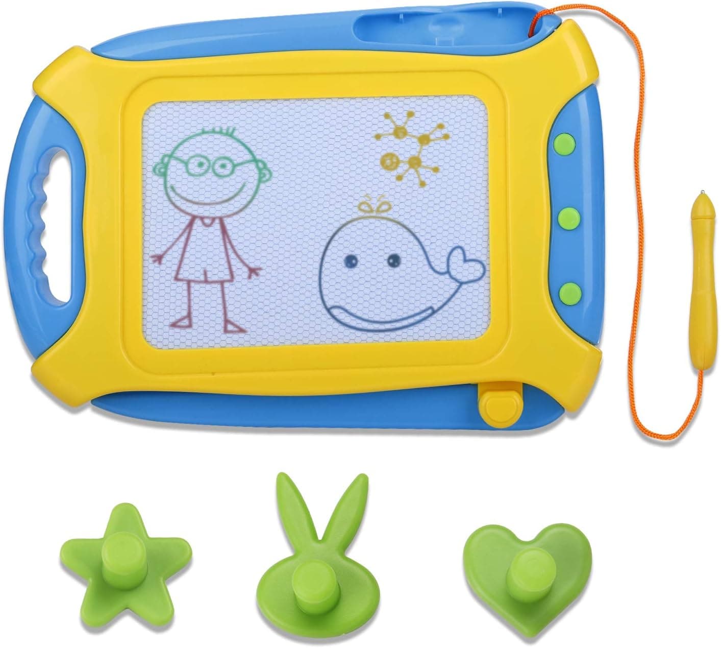 Preyda Magnetic-Drawing-Board, Gift for Grandson & Granddaughter, Non Toxic Etch a Sketch Toddler Travel Toys for Kids Children with 1 Pen and 3 Stamps