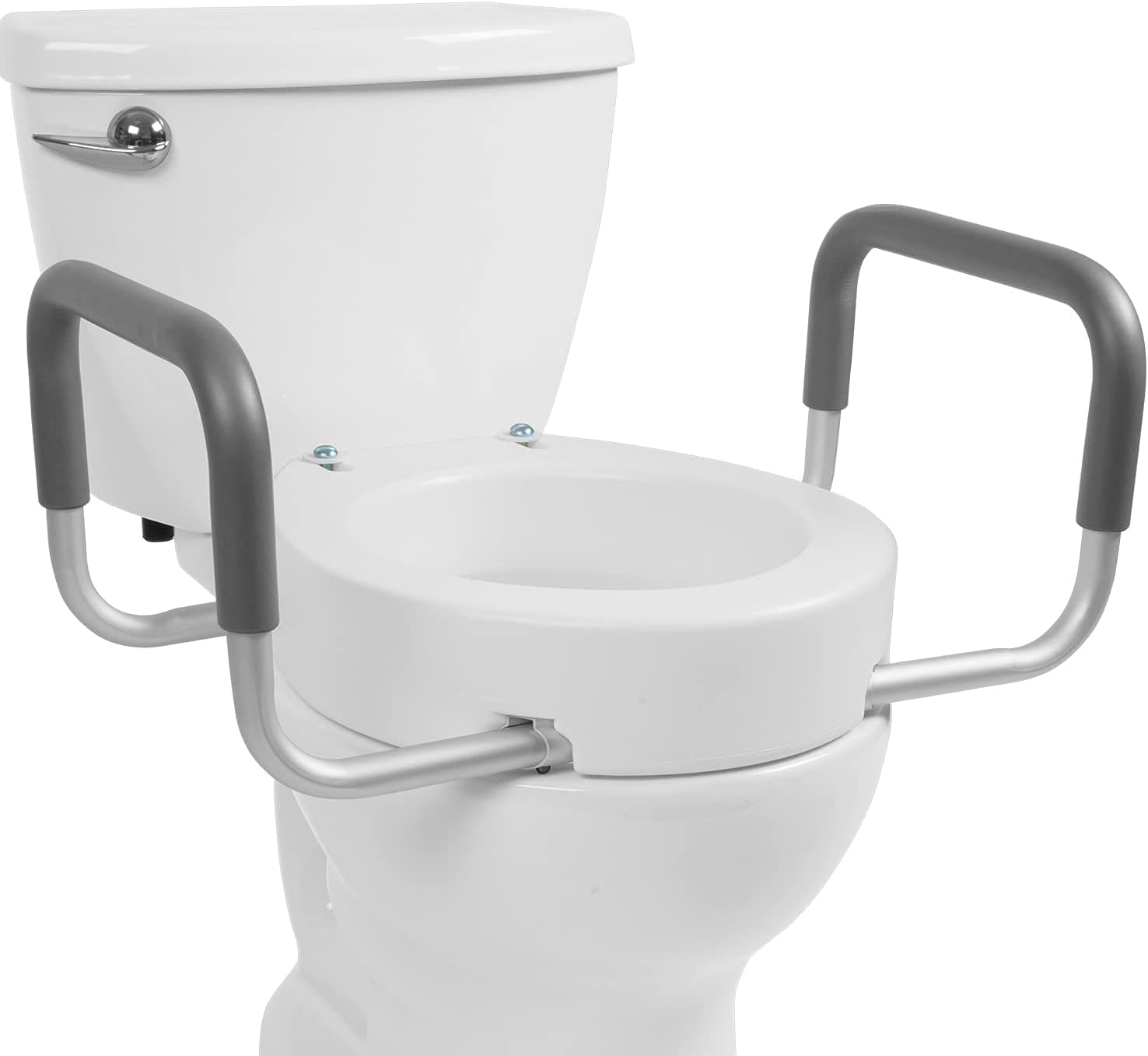 Vive Raised Toilet Seat Riser with Handles - Grab Bar Seat for Seniors (Easy Clean) - Options for Elongated & Standard Bowls - Elderly Handicap Medical Hip Replacement Surgery Lift