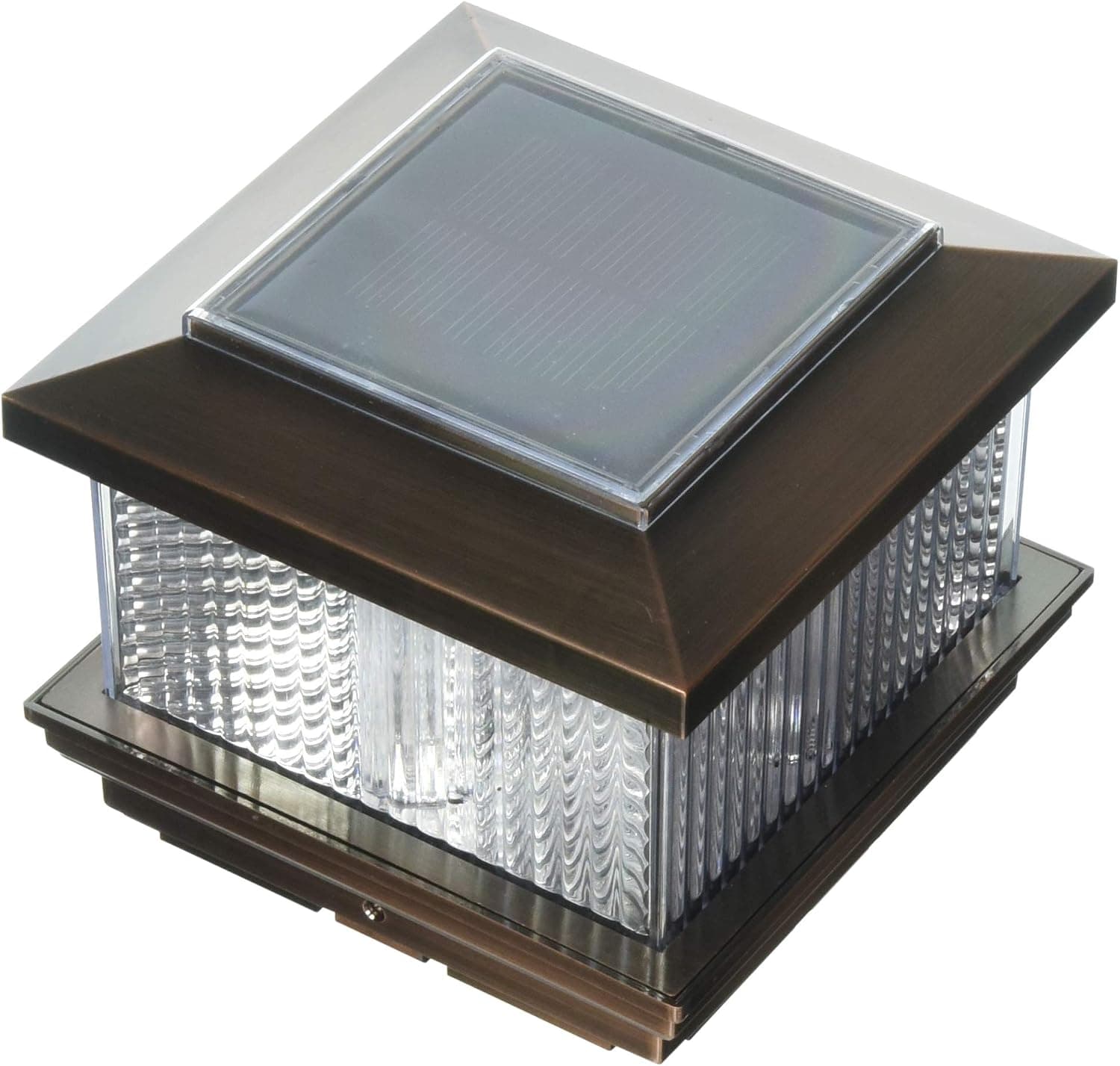 GreenLighting Solar LED Post Cap Light for 4 x 4 Vinyl Posts w/Wood Post Adapter (Copper)