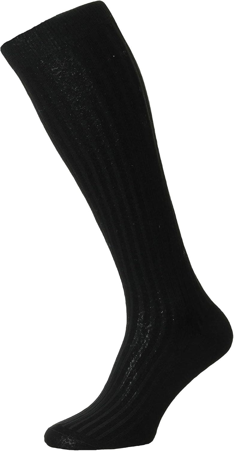 Pantherella Mens Danvers Over The Calf Cotton Lisle Blend Dress Socks