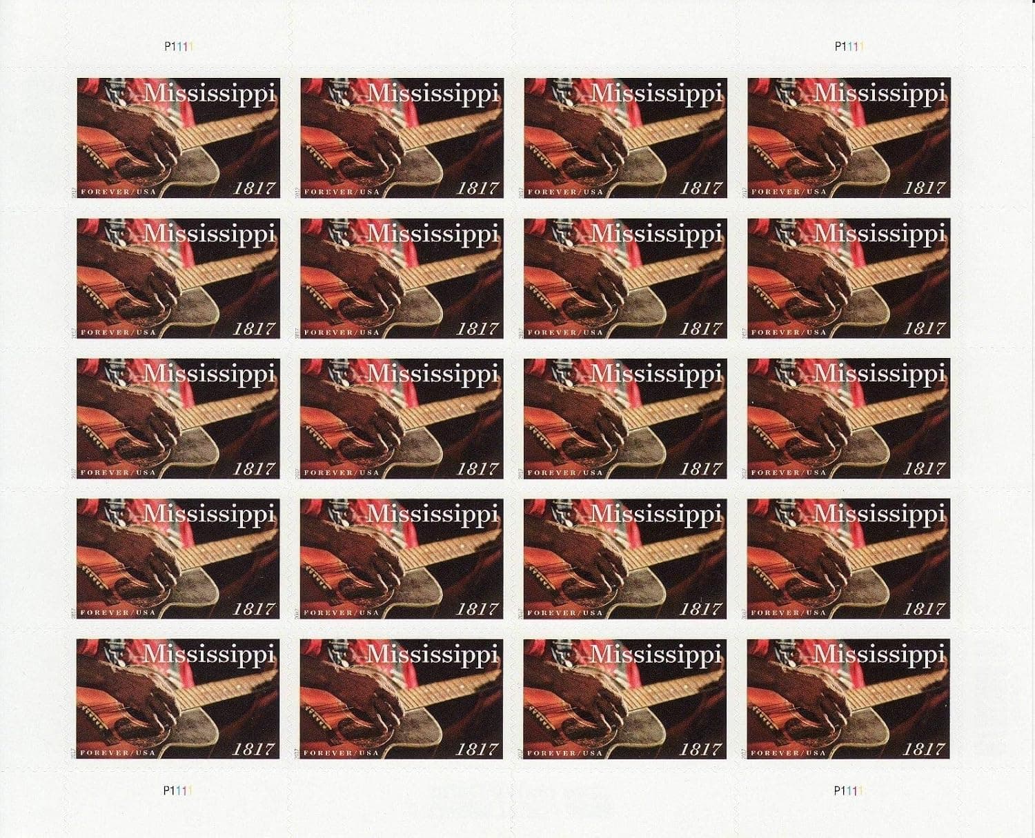 2017 Mississippi Statehood Sheet of Twenty Forever Postage Stamps Scott 5190