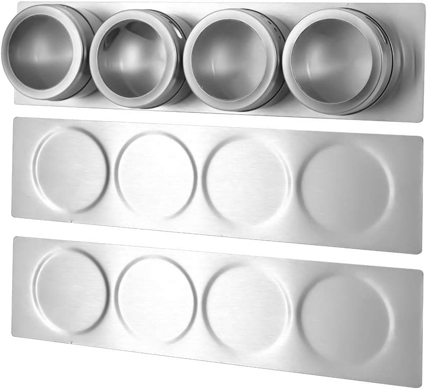 HEFANTU 3 Magnetic Spice Rack Wall Mount, Stainless Steel Spice Containers Wall Base for Magnetic Spice Tins (Tins Not Included)