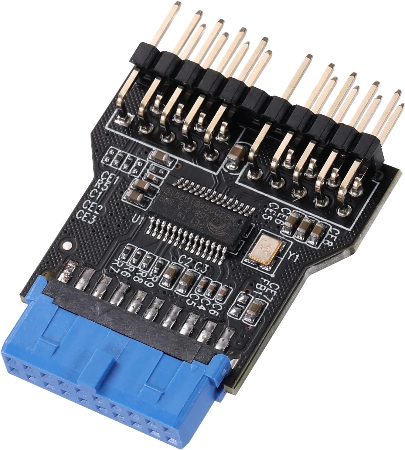 MZHOU USB 3.0 9PIN to USB2.0 9PIN Front Panel Socket Adapter Card,USB 3.0 Motherboard 19PIN to Dual 9-PIN Interface Expansion Card