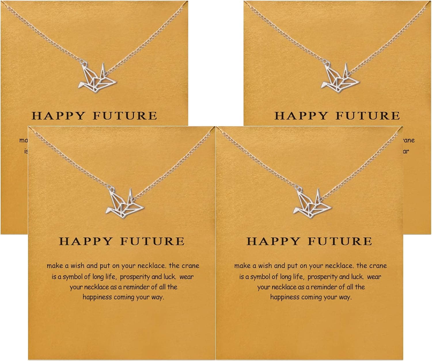 Hundred River Friendship Clover Necklace Unicorn Good Luck Elephant Necklace with Message Card Gift Card (4pack)