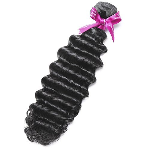 GoldRose Beauty Grade 6A 100% Unprocessed Peruvian Virgin Human Hair Deep Wave Remy Hair Weave Deep Curly 1 Bundle Natural Black 8"