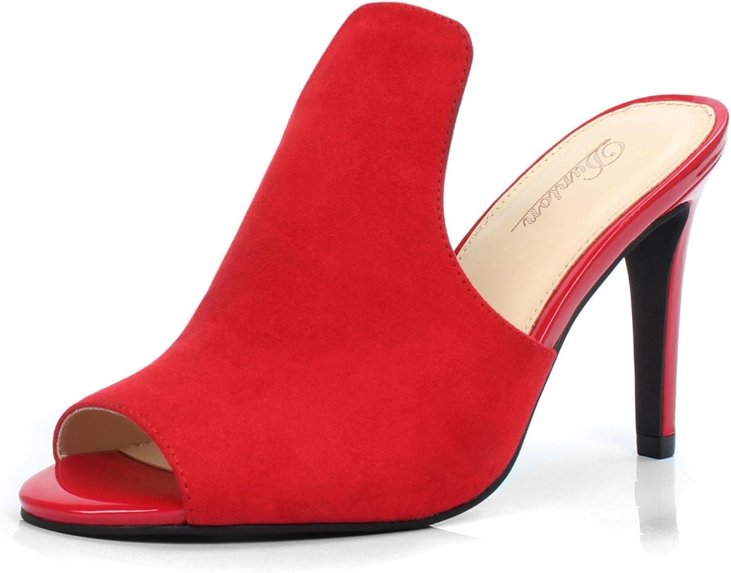 DUNION Women's Brody Comfortable Peep Toe Stiletto High Heel Dress Slip on Mules