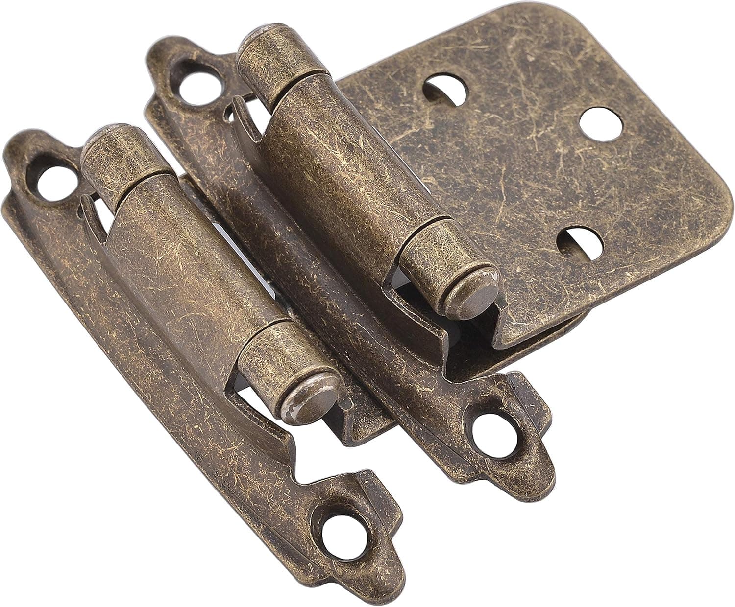 KINGO HOME Face Mount Self Closing Cabinet Variable Overlay Antique Brass Hinge, 20-Pack