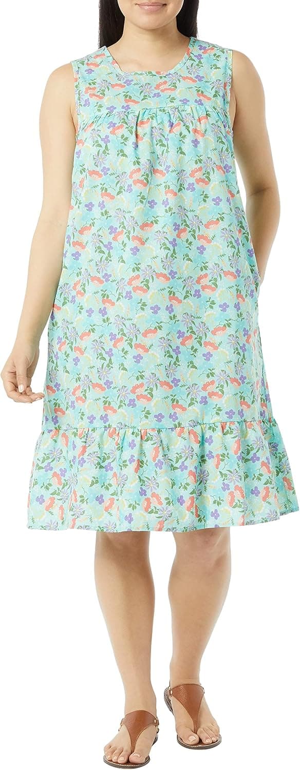 AmeriMark Womens Breezy Casual Sundress Beach Coverup Sleeveless with Side Pocket
