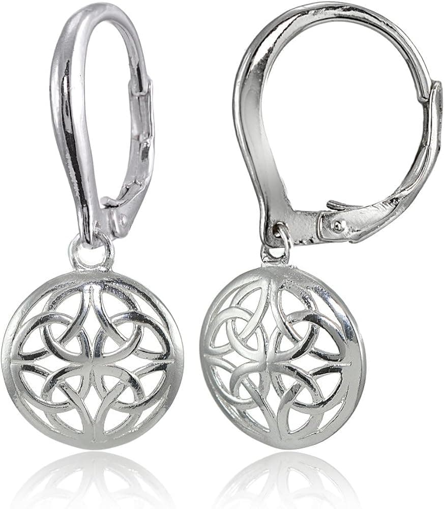 Hoops & Loops 925 Sterling Silver 30mm Filigree Round Dangle Leverback Earrings for Women Teen Girls, Silver, Yellow Gold & Rose Gold