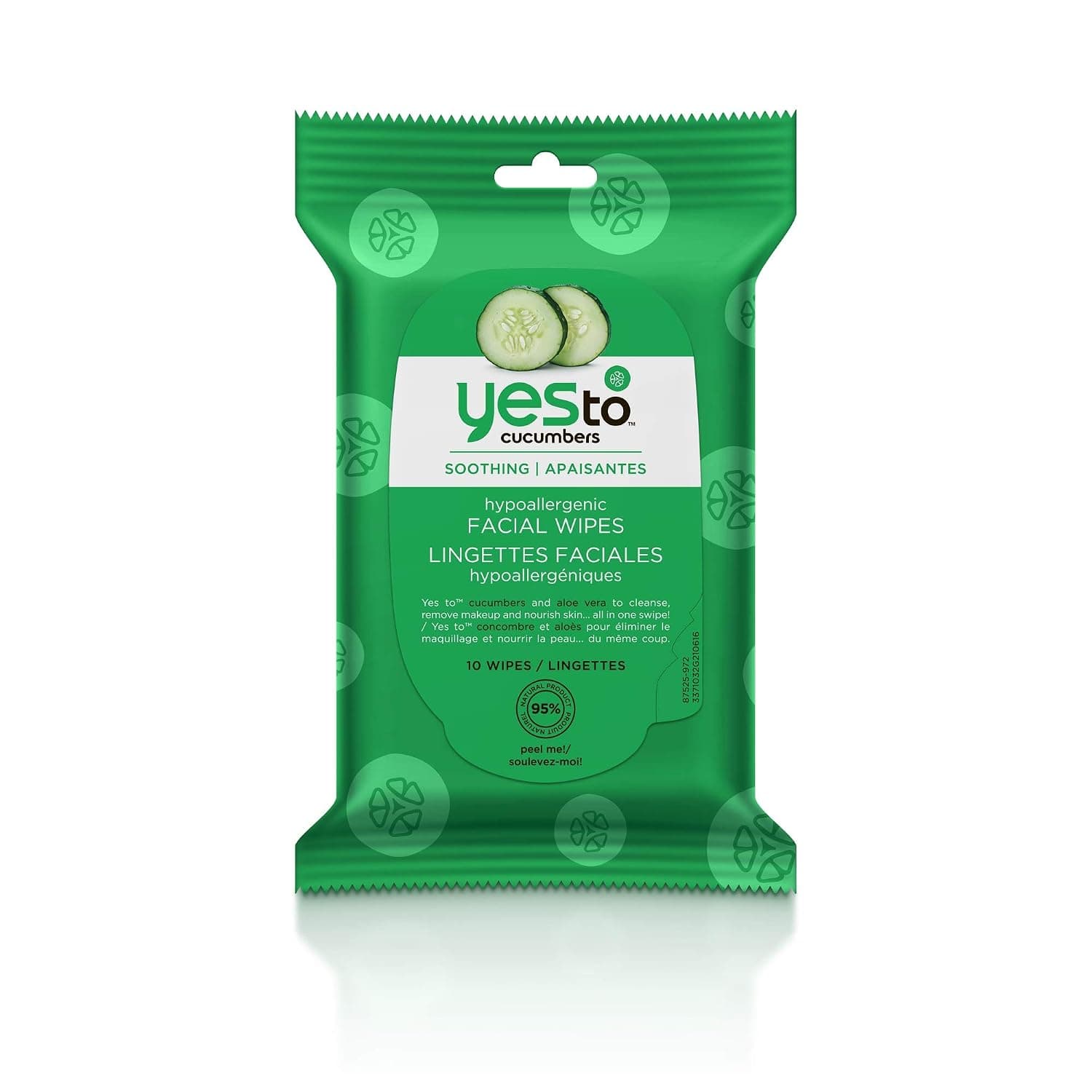 Yes To Cucumbers Face Wipes for Sensitive Skin Soothing Travel Facial Wipes | 10 Count (Model: 3371028)