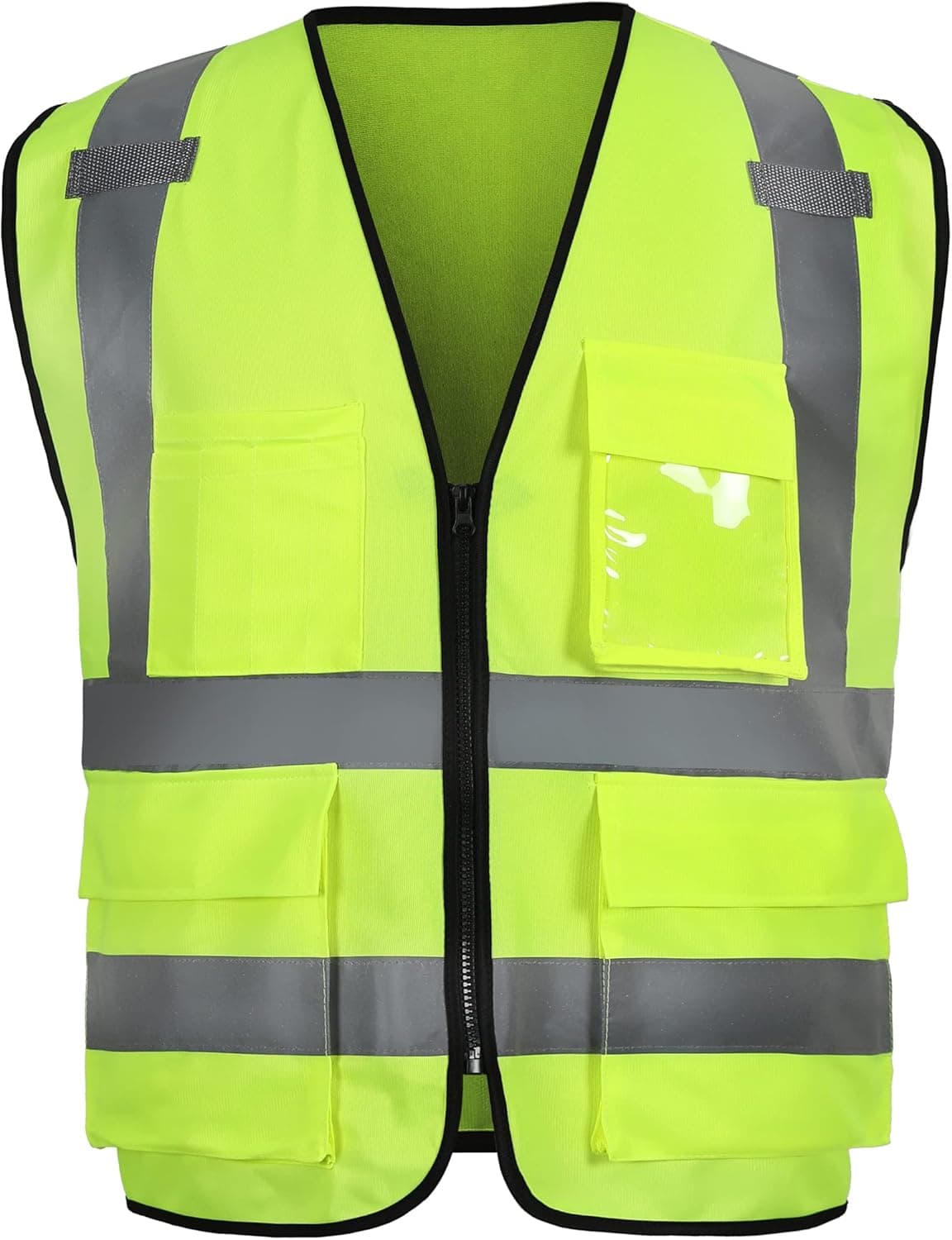 sesafety Reflective Safety Vest with Pockets and Zipper, High Visibility Construction Vest, Hi Vis Vest, ANSI Class 2, Yellow, 3XL