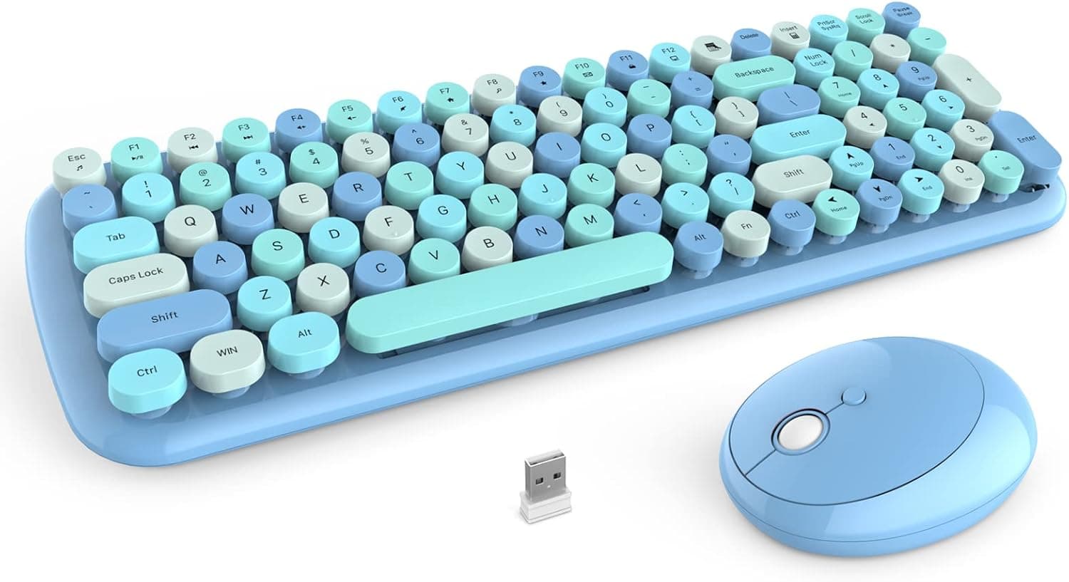 Wireless Keyboard and Mouse Combo, 2.4G USB Connection Retro Typewriter Wireless Keyboard with Number Pad and Slim Noiseless Wireless Mouse for PC/Computer/Laptop/Desktop