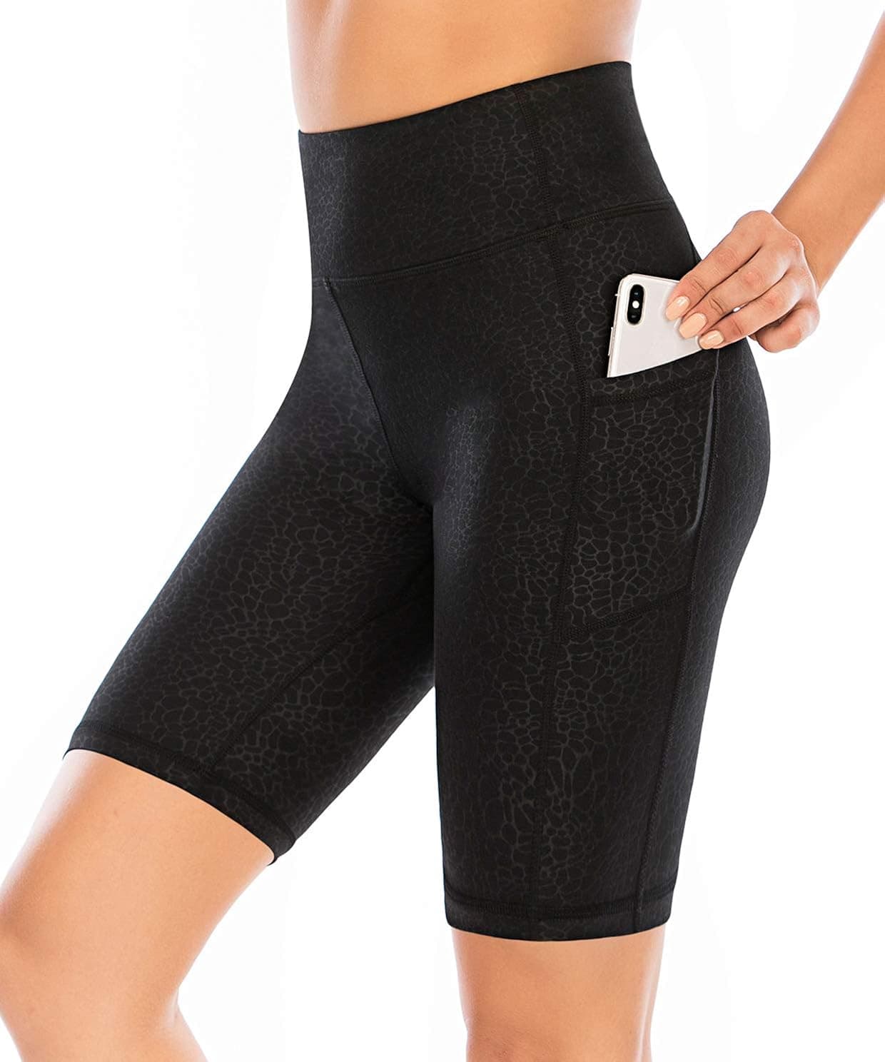 Sarin Mathews Workout Shorts for Women with Pockets Biker Shorts for Women High Waist Yoga Shorts Athletic Running Leggings Black Stone M