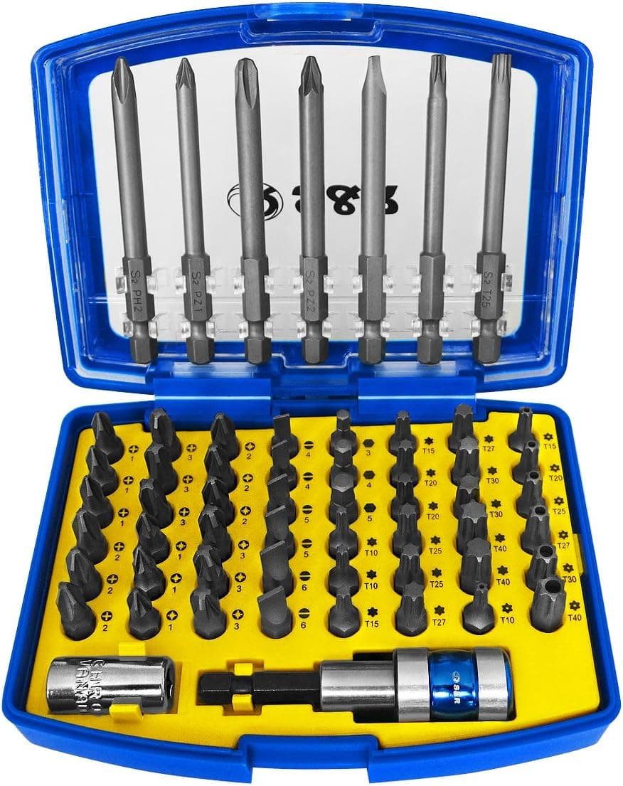 S&R Screwdriver Bit Set for Drill 1/4-57 Pcs with Magnetic Bit Holder - Professional Quality