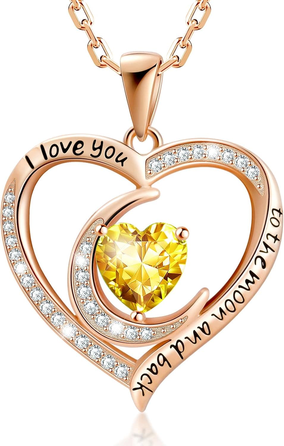 Heart Necklace Pendant, Sterling Silver Birthstone Necklace for Women with Chain 17.7"+2" Extender, Mothers Day Gift for Mom, Danity Jewelry Gifts for Wife Girlfriend Daughter