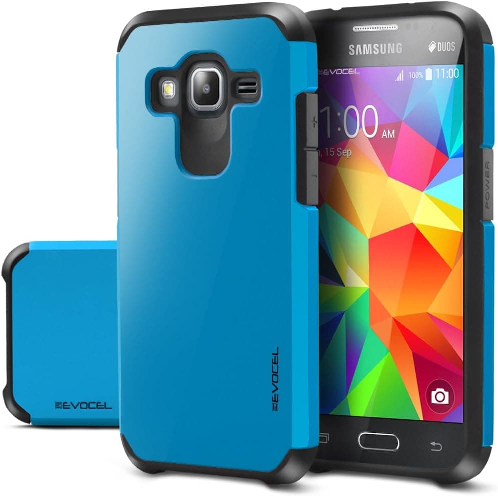 Evocel® Galaxy Core Prime / Prevail LTE Case - Dual Layer Armor Protector Case For Samsung Galaxy Core Prime / Galaxy Prevail LTE (SM-G360) - Retail Packaging, Brilliant Blue