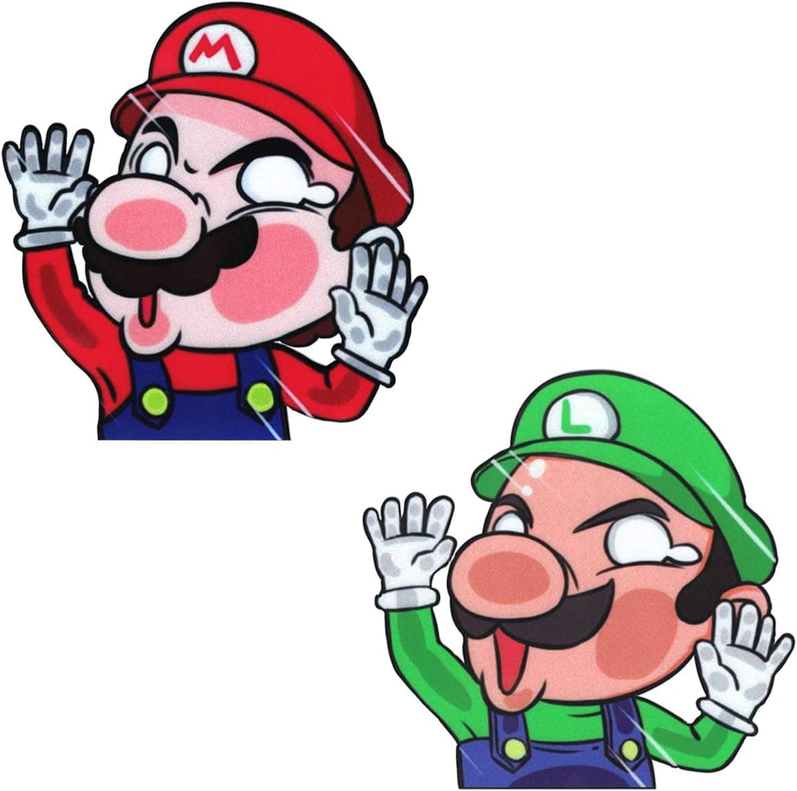 Funtaku - Mario & Luigi Funny Hitting Glass Vinyl Decal Sticker for Car/Window/Computer