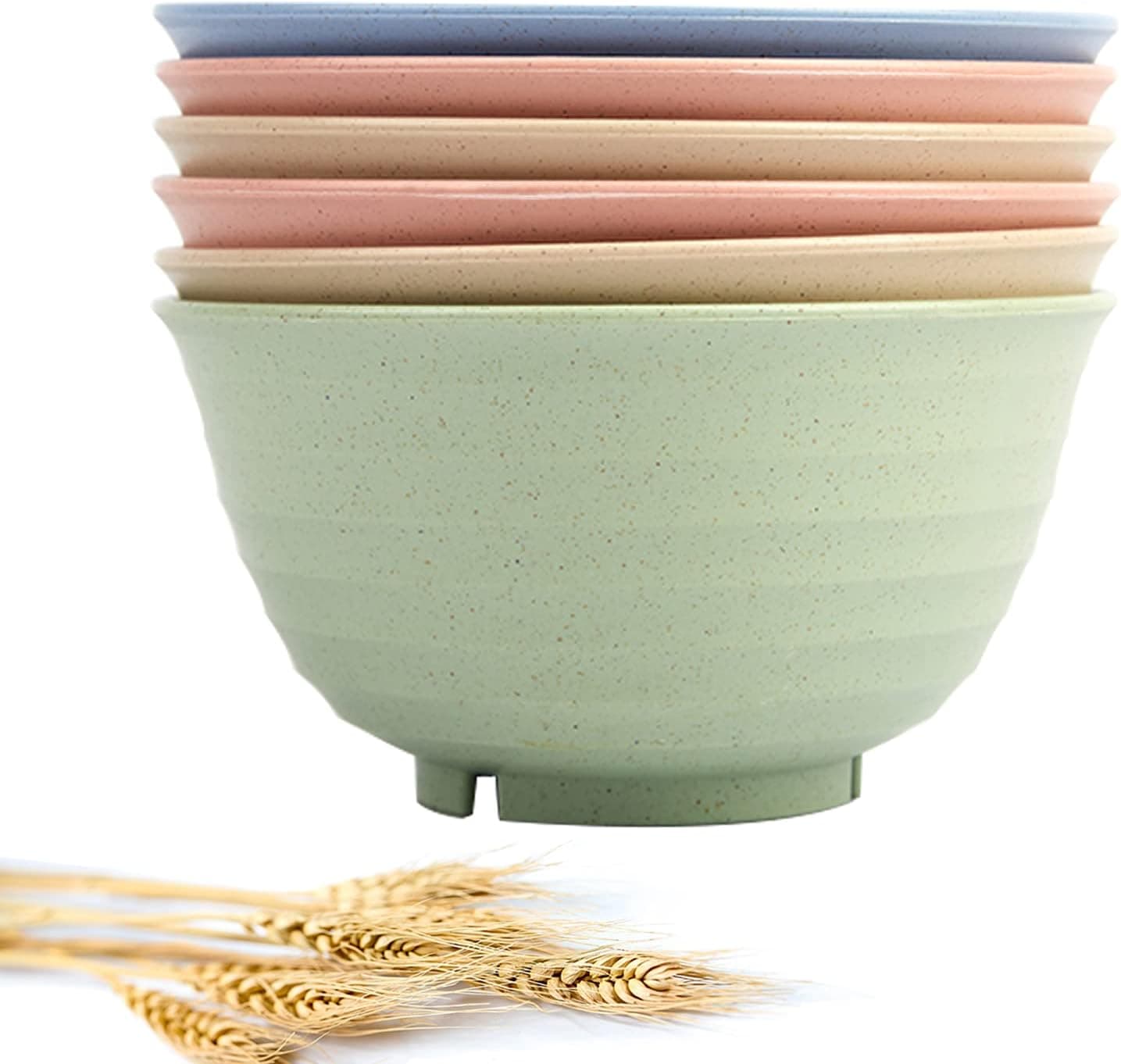 DAPIPIK Unbreakable Cereal Bowls, 30 OZ Large Lightweight Wheat straw Fiber Bowl Sets.For Soup,Dessert and Salad, Easy Dishwasher Safe（7 inch Cereal Bowl