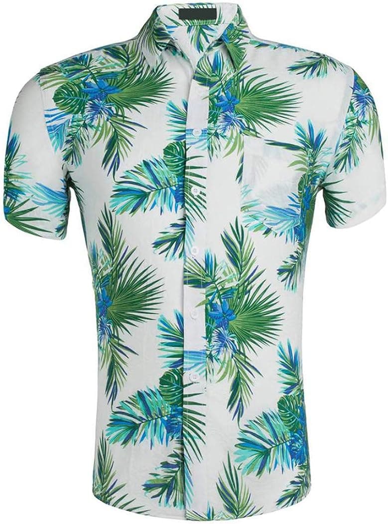 CATERTO Men's Tropical Short Sleeve Floral Print Beach Aloha Hawaiian Quick Dry Shirts