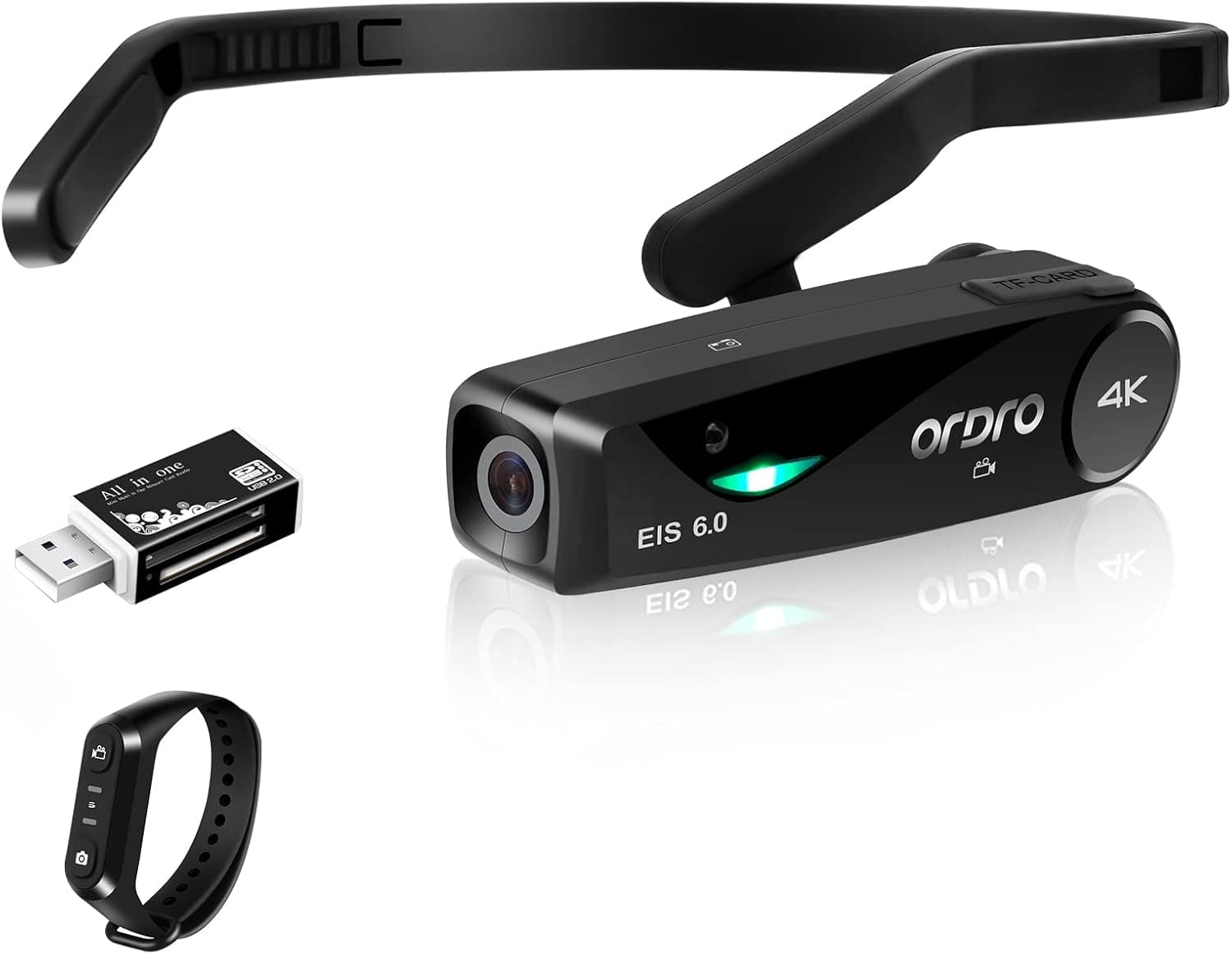 ORDRO EP6 Plus Head Mounted Camera 4K Video Camcorder, Wearable Video Camera UHD 1080P 60FPS Hands-Free Vlog Camera with WiFi APP Control, EIS 6.0 Anti-Shake, Smart Remote