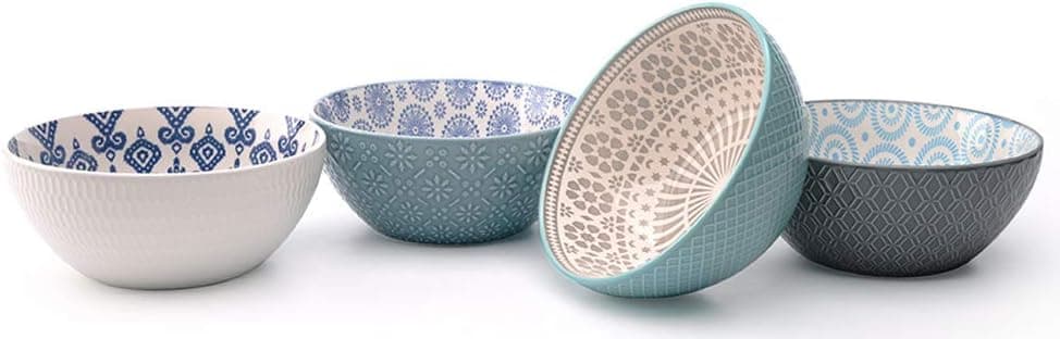 Signature Housewares Pad Print 11 Set of 4 Snack Bowls 6"