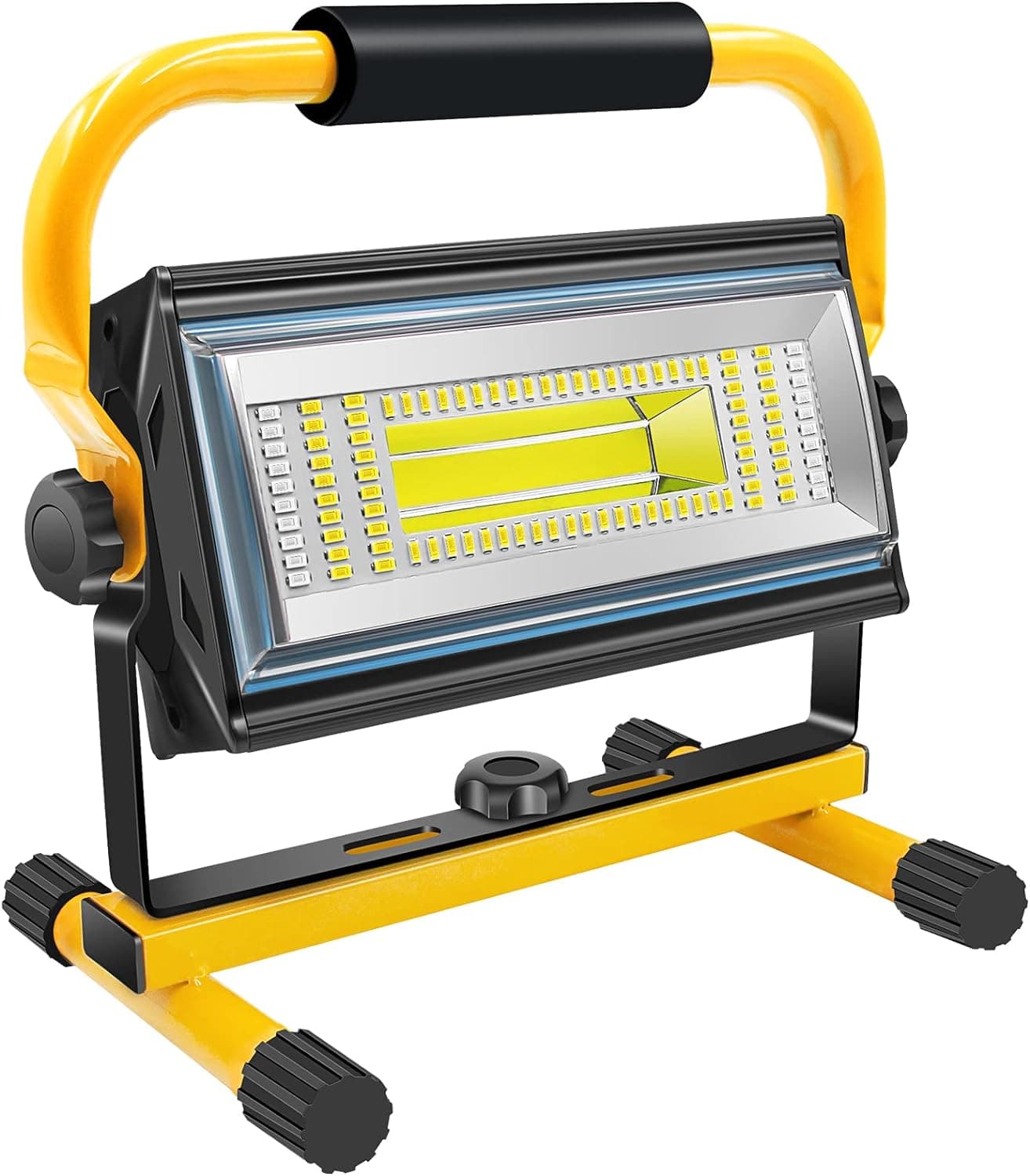 Tresda 100W COB Rechargeable Work Light, 7000LM Cordless LED Work Lights, Waterproof Portable Flood Light with Stand for Outdoor Camping, Hiking, Garage, Car Repairing, Workshop Job Site Lighting