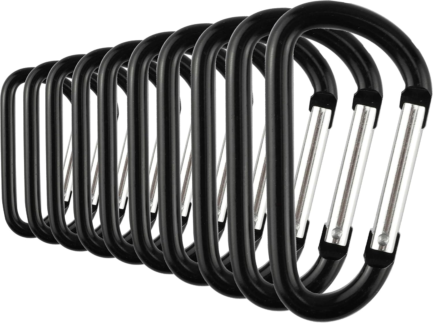 SWATOM Aluminum Carabiner Clip Snap Hook Keyring 1.6/1.8/2.2/2.4/2.8 Inch Carabiners Keychains Black(10P/20P)