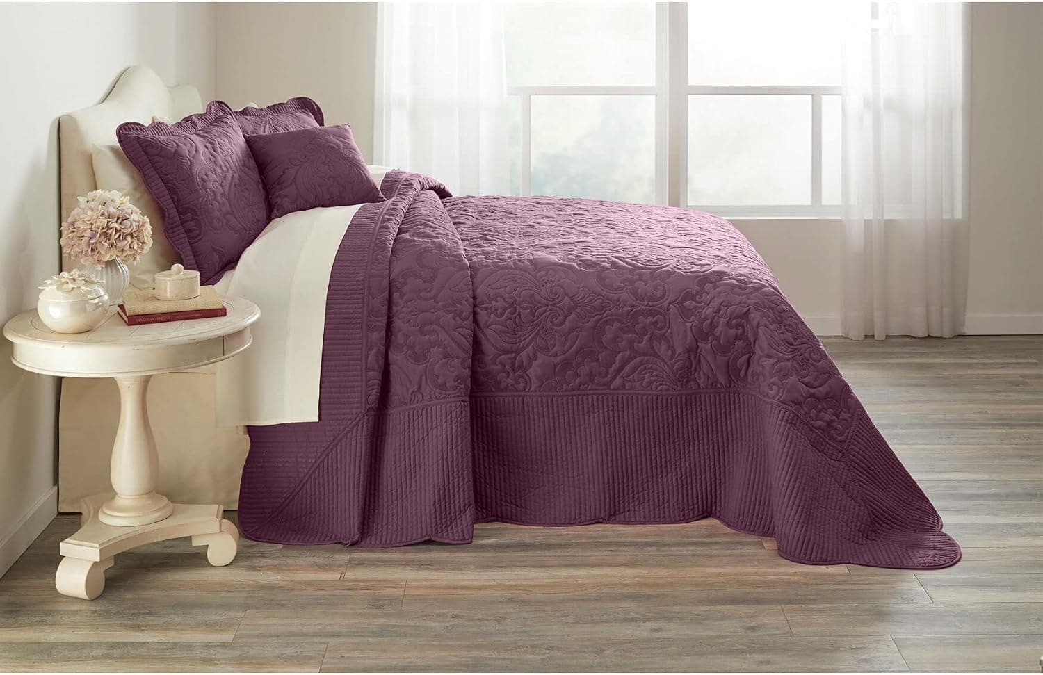 BrylaneHome Amelia Bedspread - King, Eggplant Purple