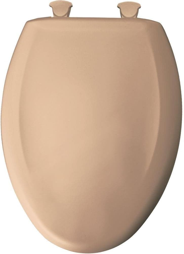 Bemis 1200SLOWT 088 Slow Sta-Tite Elongated Closed Front Toilet Seat, Tan