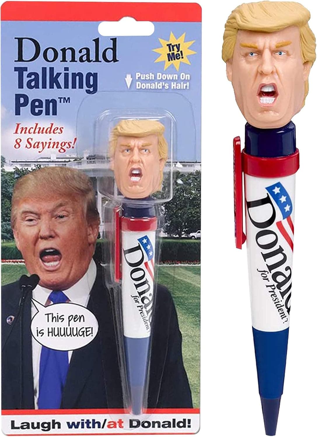 Donald Talking Pen, 8 Different Sayings, Trump's Real Voice, Just Click And Listen, Funny Gifts For Trump and Hillary Fans