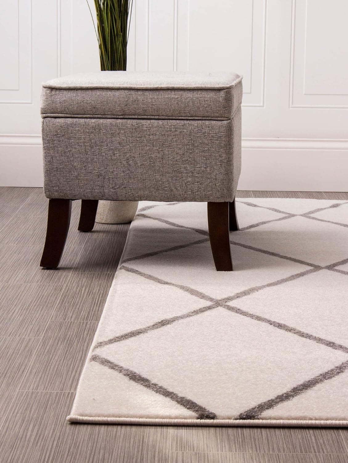 Super Area Rugs Modern Diamonds Contemporary Area Rug, Ivory, 3' 3" x 4' 7"