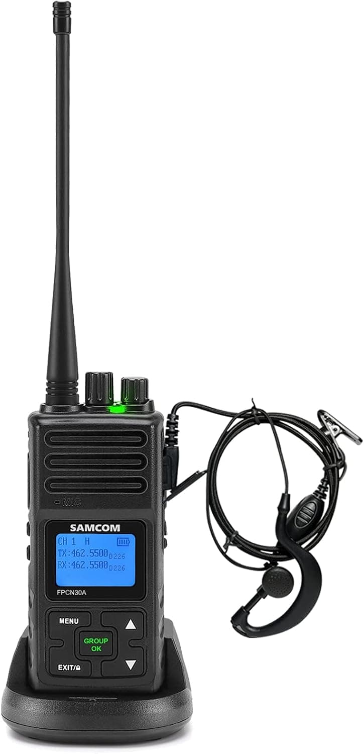 Walkie Talkies Rechargeable Long Range Two-Way Radios with Earpieces,SAMCOM 2-Way Radios UHF Handheld Transceiver Walky Talky with 1500 Li-ion Battery and Charger（1 Pack）