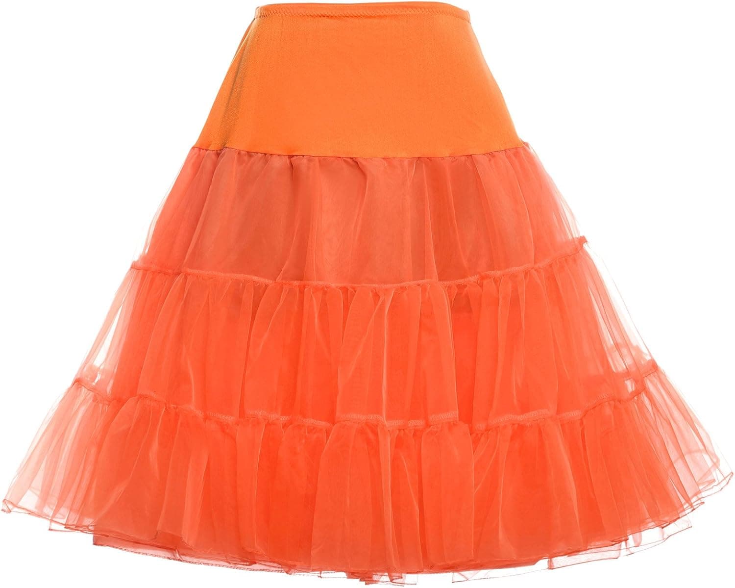 GRACE KARIN Womens Plus Size Petticoat Vintage Swing Dress Underskirt Tutu Skirt Orange Size M