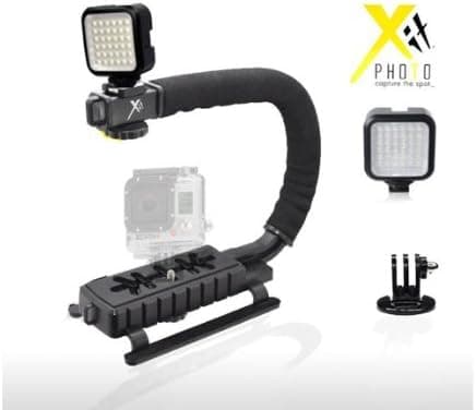 Stabilizing Handle with Portable Mini LED Light for GoPro 960 HERO HD 1/2/3+/4/4 Session