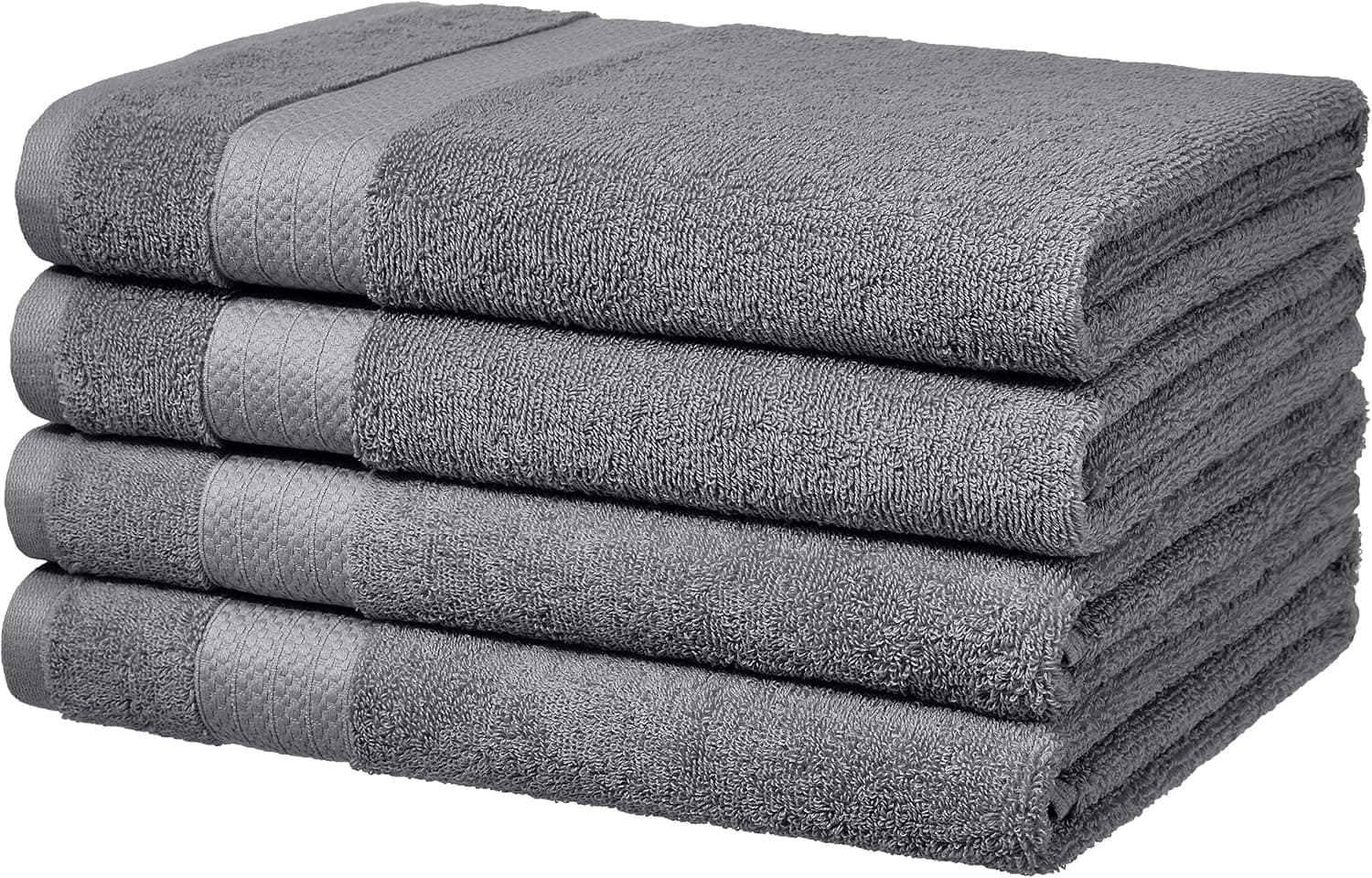 Amazon Basics Performance Bath Towels, Set of 4, Iron Grey
