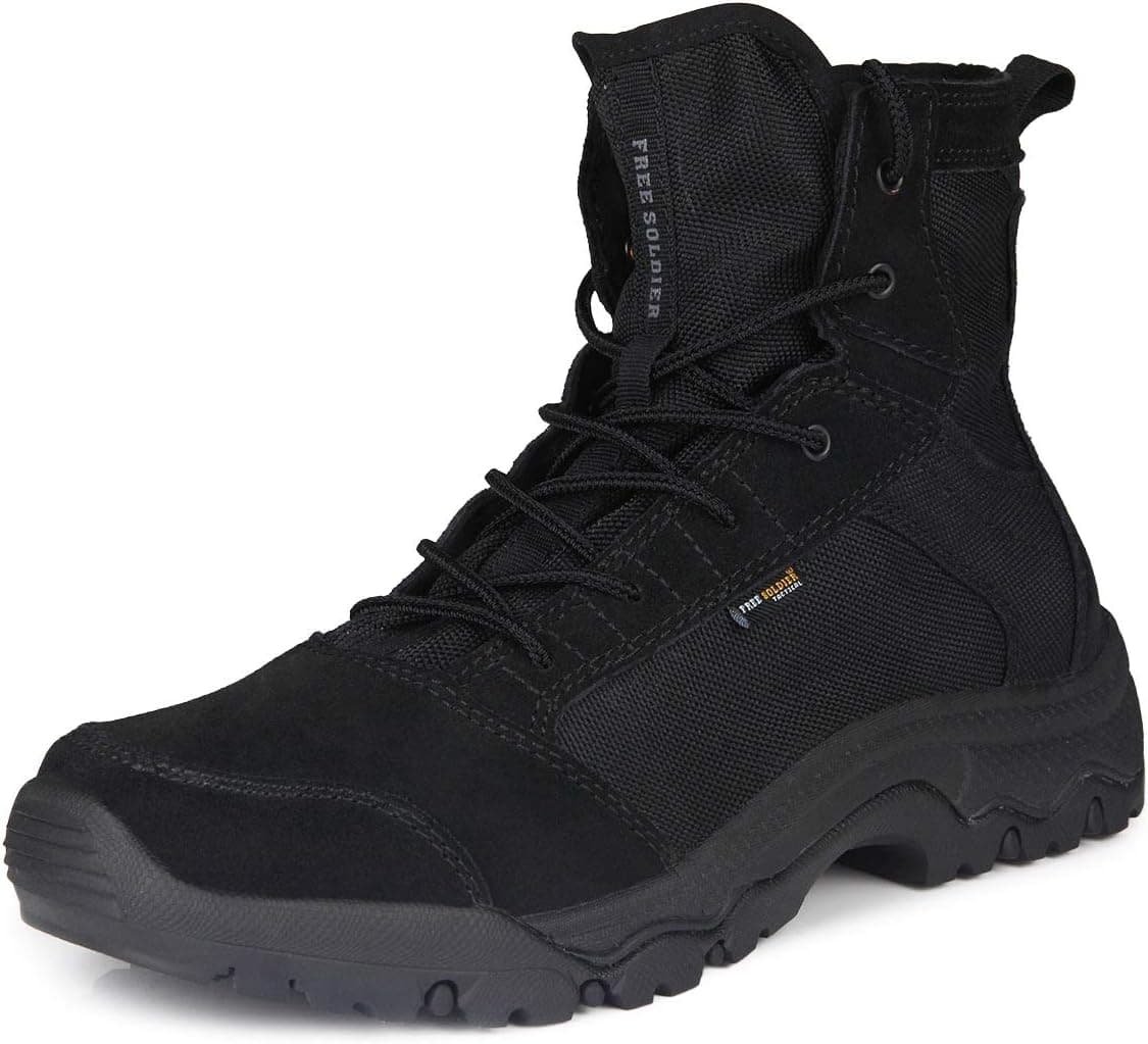FREE SOLDIER Outdoor Men's Lightweight Desert Tactical Boots Durable Breathable Backpacking Boots (10.5 M US, Black Color)