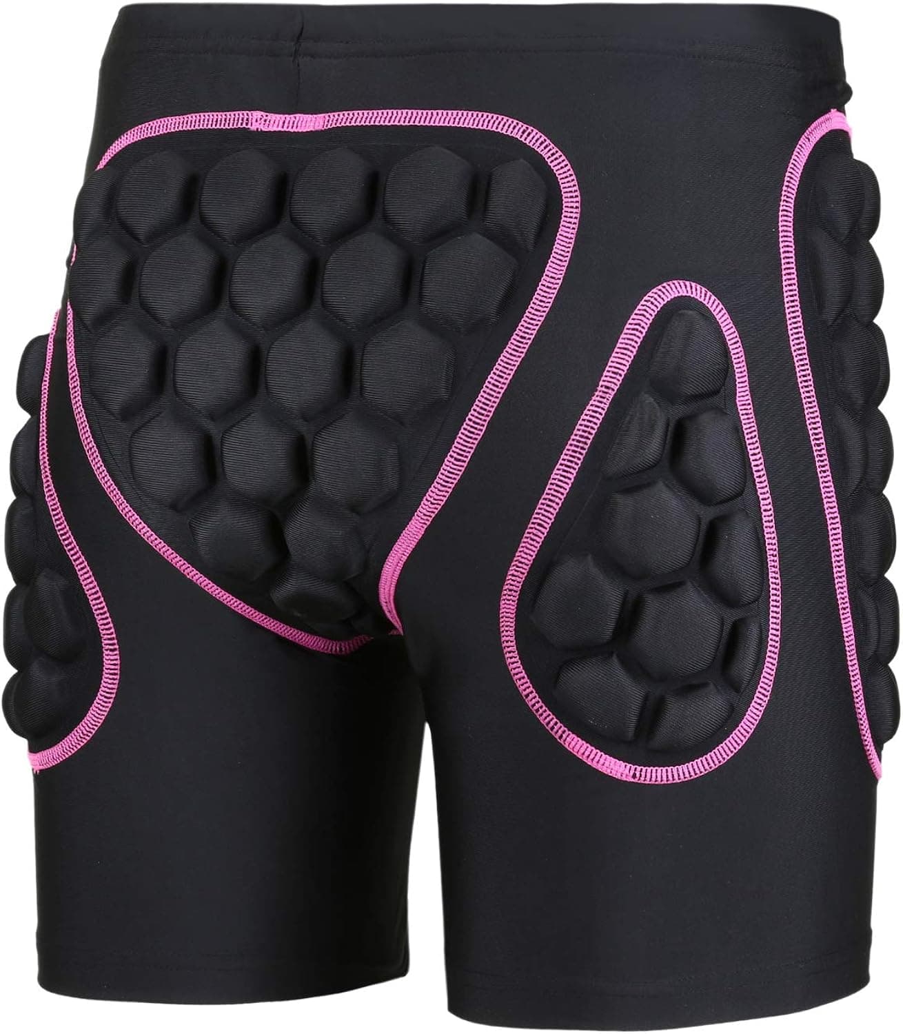 OHMOTOR 3D Padded Protective Shorts Hip Butt EVA Pad Short Pants Heavy Duty Protective Gear Guard Drop Resistance for Ski Skiing Skating Snowboard Cycling (Pink - for Female, XXL)