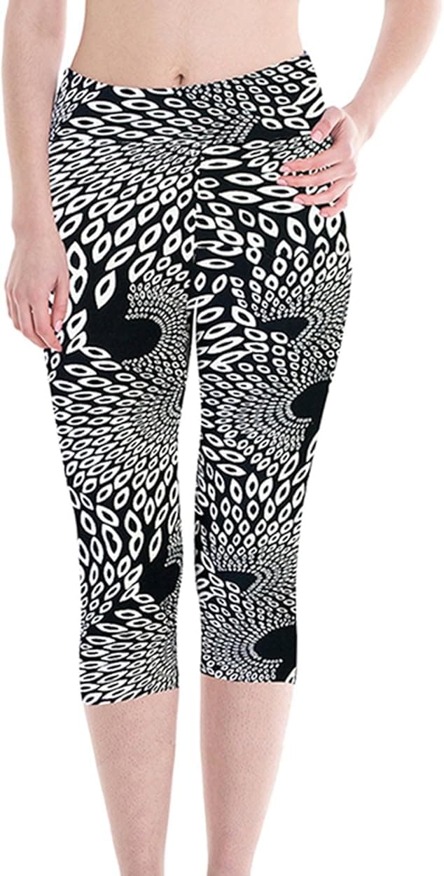 Urtrend Women's Printed Active Fitness Sports Workout Leggings Tights Yoga Capri Pants