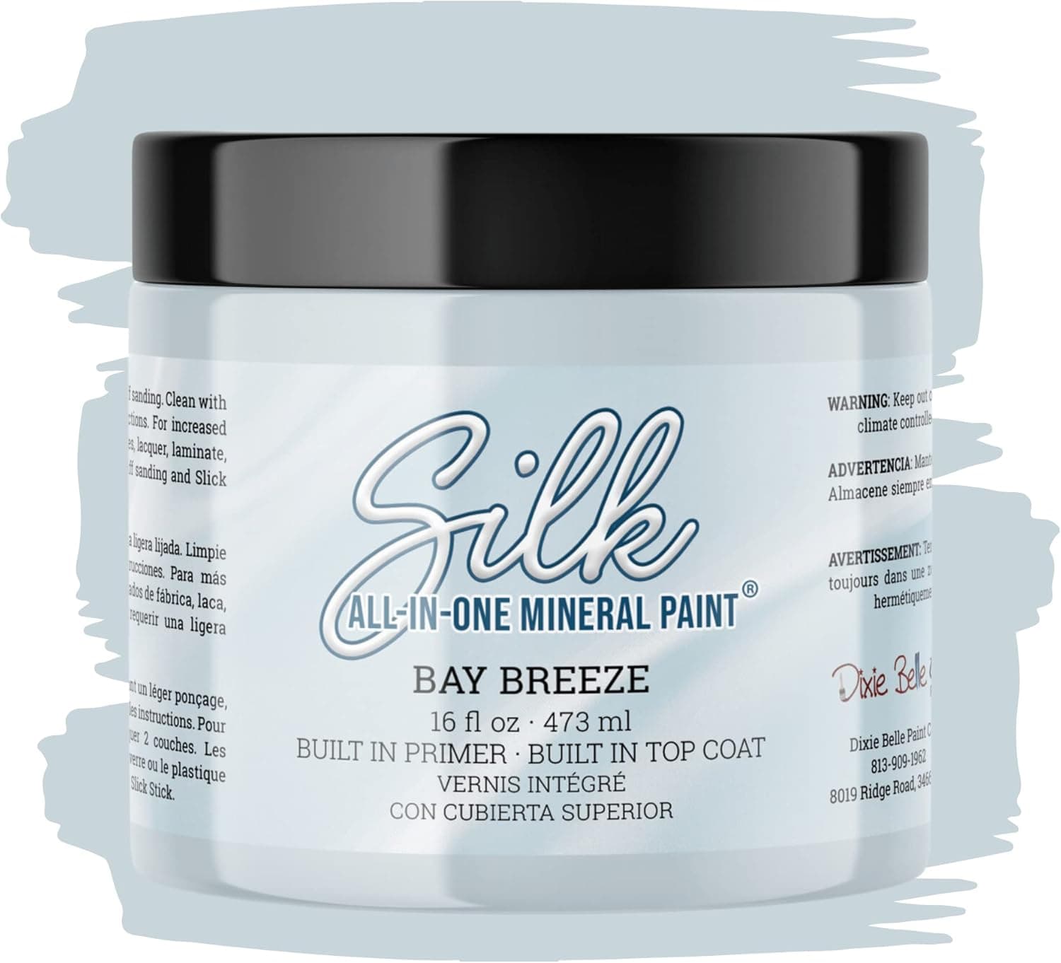 Dixie Belle Silk All-in-One Mineral Paint | Bay Breeze (16oz) | Nautical White All-in-One Water Based Primer + Topcoat | Durable Furniture Paint | Low Reflective Finish