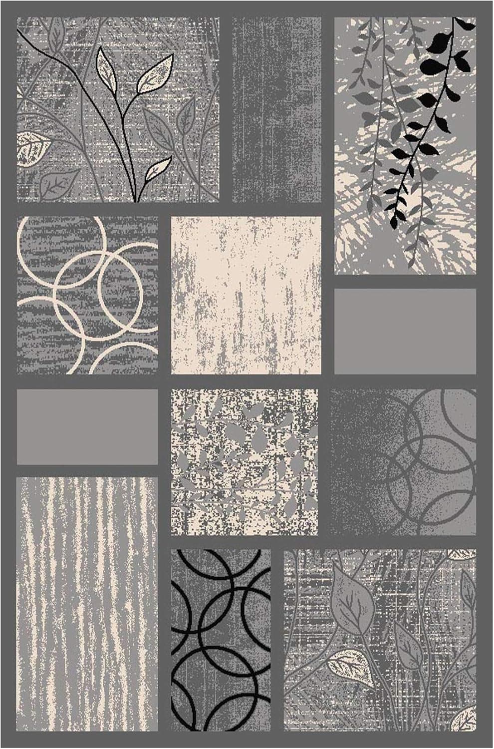 Maxy Home Custom Size Hallway Runner Rug - 1.Swatch 22 x 9 inch - 1 Piece Stairtread or Swatch Use - Rubber Backed Non Slip Geometric - Choose Width x Length
