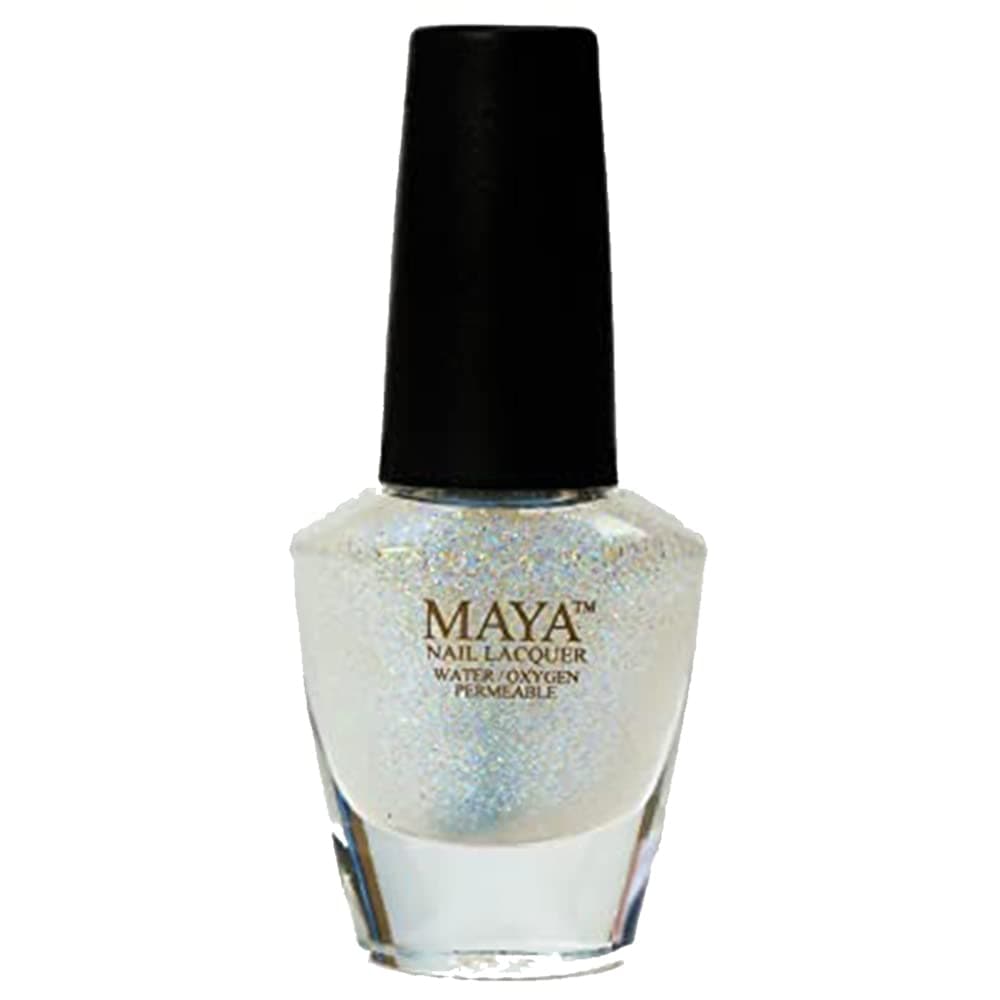 MAYA Cosmetics Halal Breathable quick dry glitter nail polish, Vegan and Cruelty Free, Oxygen & Water Permeable Nail Lacquer, Non Toxic Gentle On Nails, Glitter Top Coat