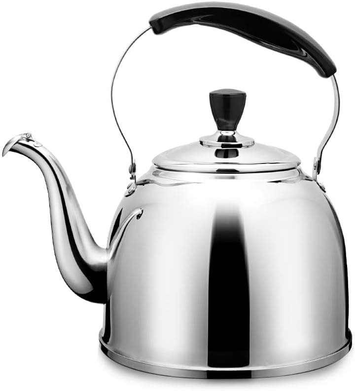 Stainless Steel Whistling Tea Kettle Stove Top Teapot Pot, Thin Base, Lightweight, Fast Boiling, 2.5L/2.6Qt - by AMFOCUS