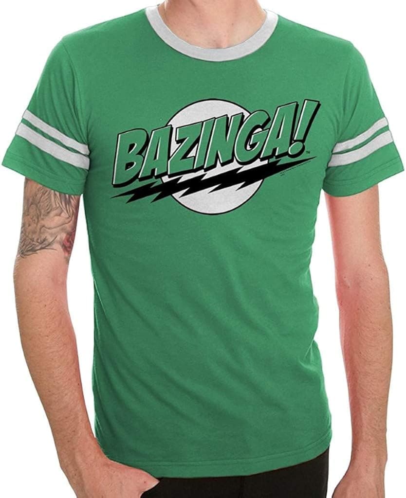 The Big Bang Theory Bazinga! Adult T-Shirt with Stripes
