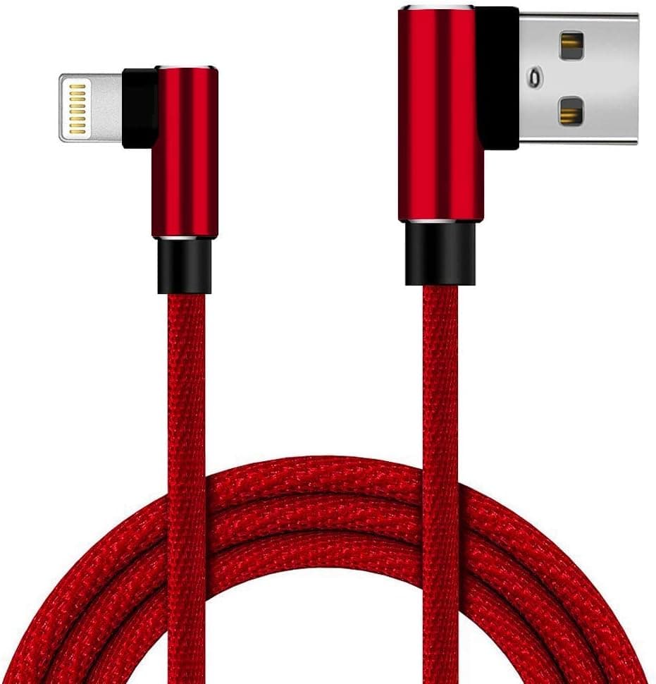 Boost+ Chargers 6FT/2M Right Angle USB Fast Charging Cable High-Speed Charging & Data Cord, Red