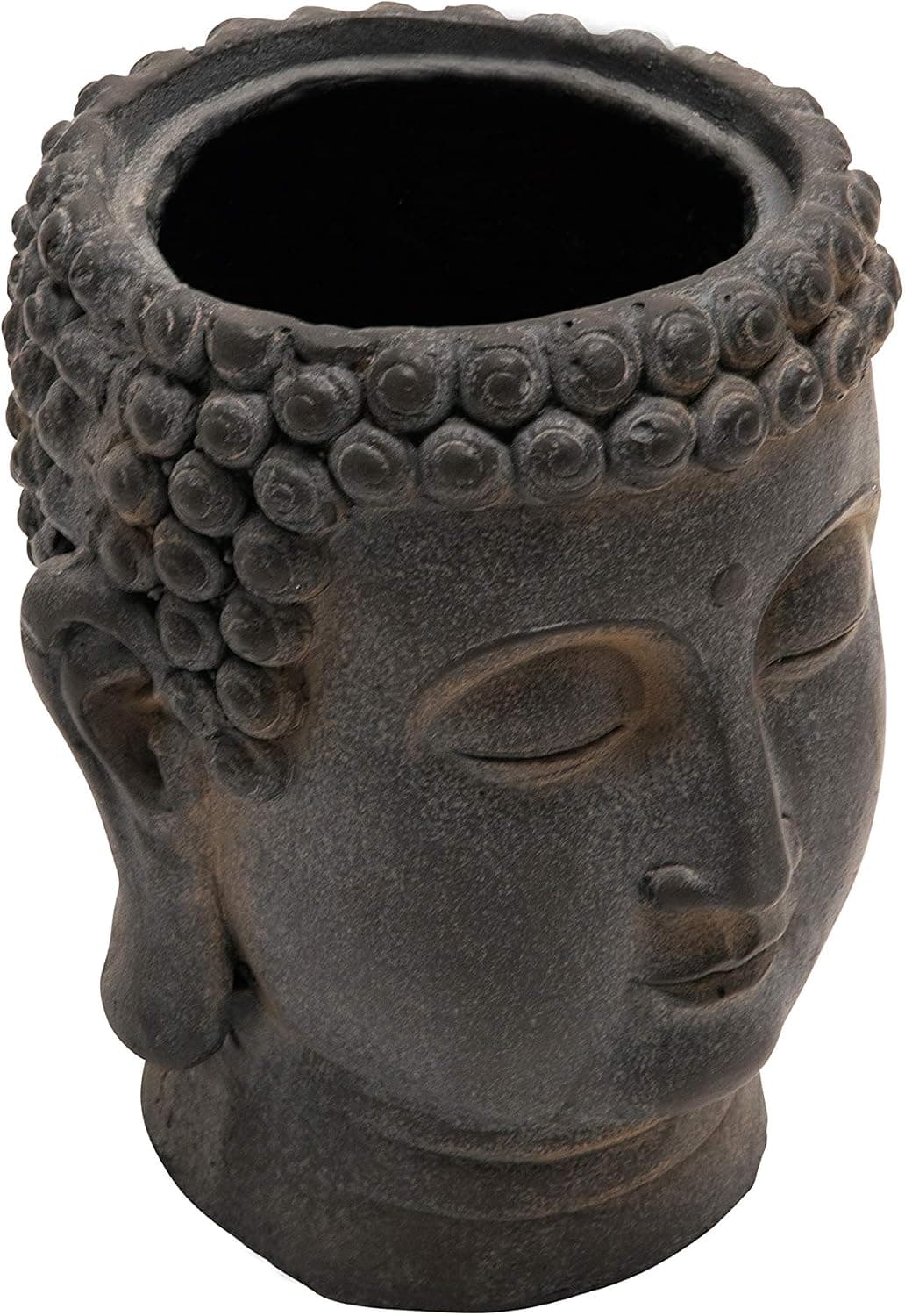 Sagebrook Home 13029-09 Resin 9" Buddha Flower Pot, Black, 8''L x 8''W x 9''H