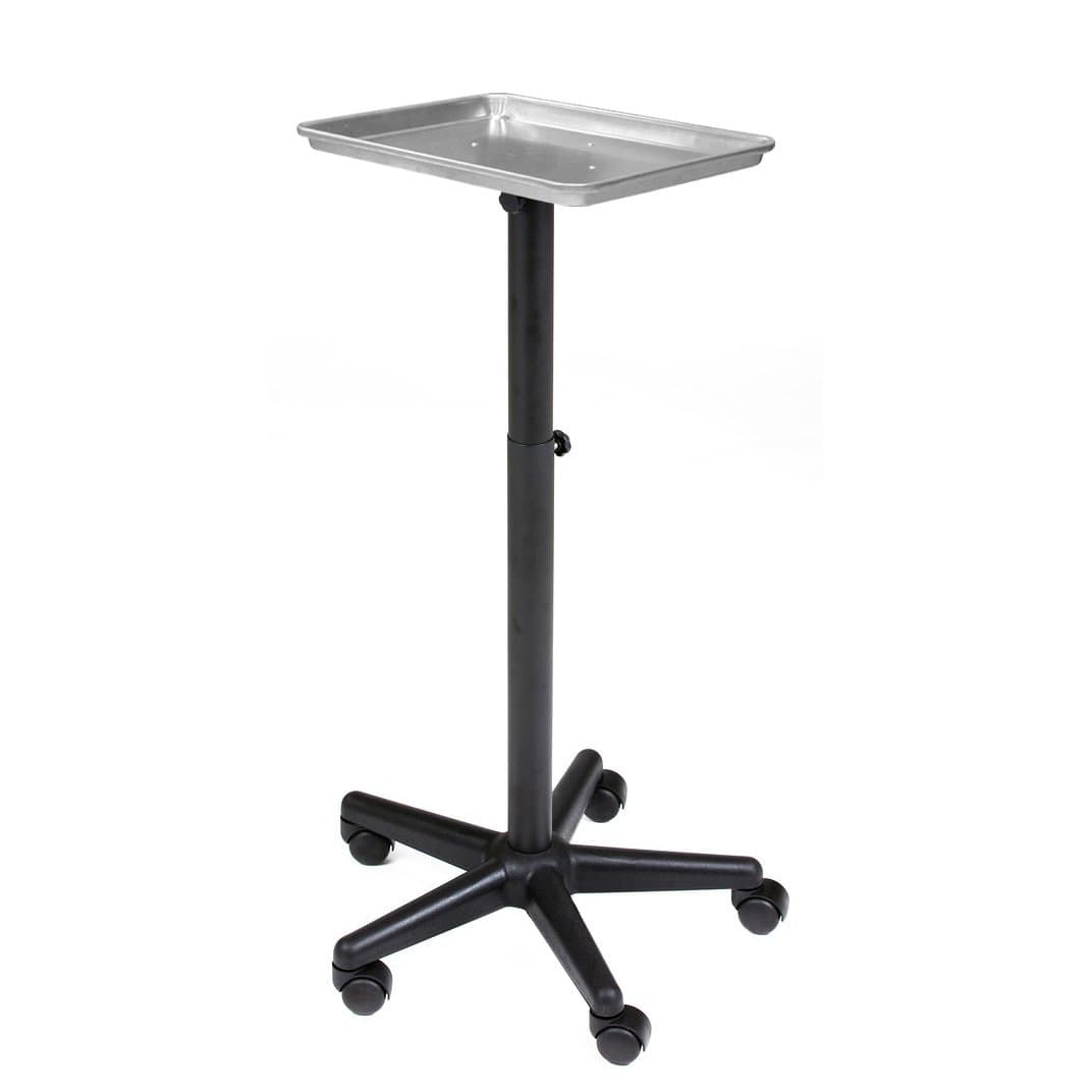 BAILEY Service Tray Silver Rolling Adjustable Multi-Use for Coloring, Tinting, Styling, Salon Service Tray Tattoo or Facial Service Tray