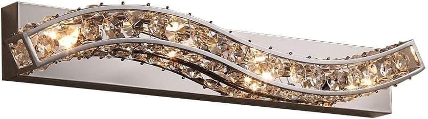 JinYuZe Bathroom Vanity Lighting Fixture,Mirror Front Vanity Light Clear Crystal 4-Light G4 Halogen Wall Sconce