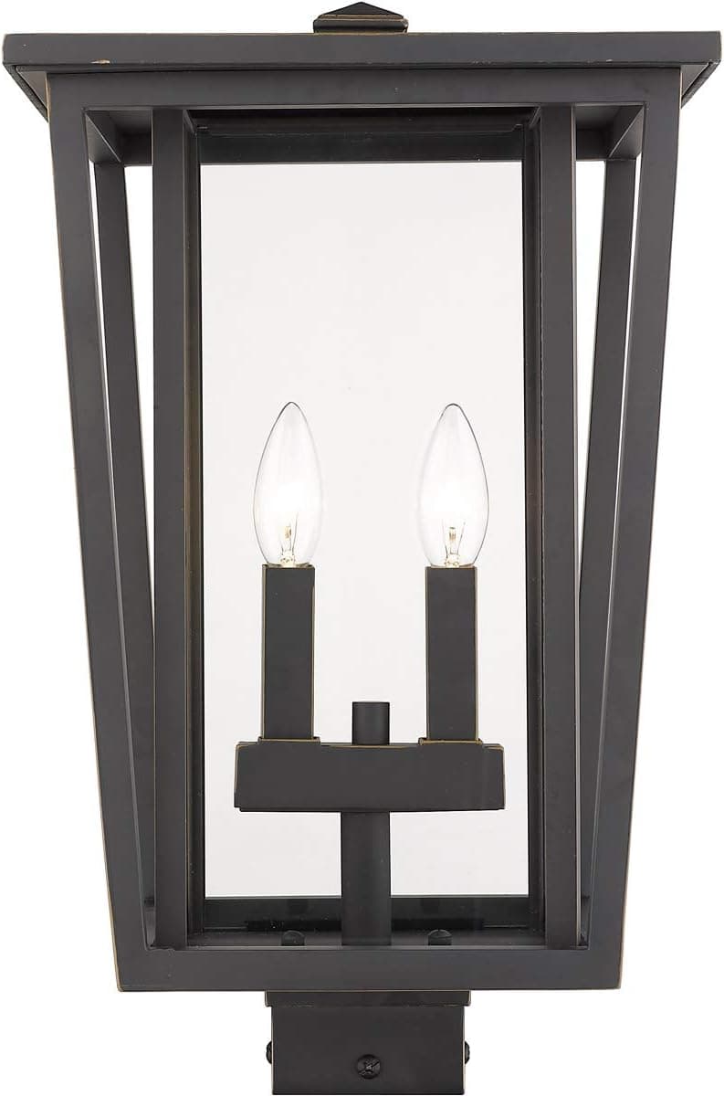 World of Style Outdoor Post 2 Light Fixtures with Oil Rubbed Bronze Finish Aluminum Material Candelabra 11" 120 Watts