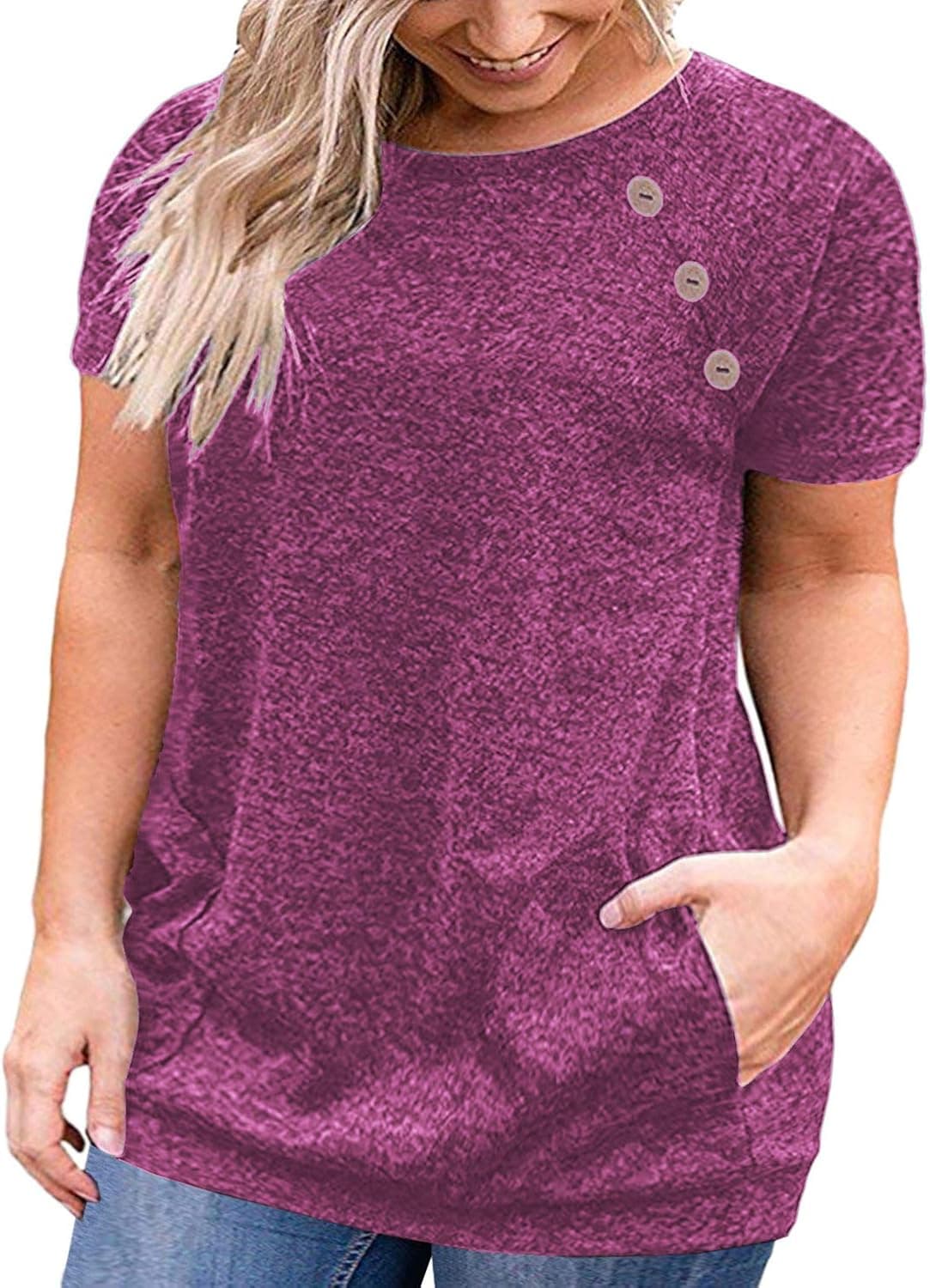 VOGRACE Women's-Plus-Size-Summer-Tops XL-4XL Short Sleeve T Shirts Casual Tunics